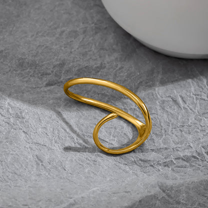 Hip hop minimalist hugging metal ring personality futuristic style geometric opening wholesale ring for women