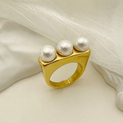 New French retro high-end design light luxury stainless steel ring for women