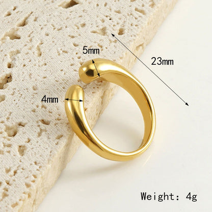 18K electroplated stainless steel short ring for women with adjustable opening ring